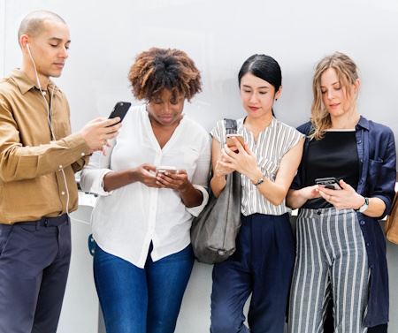 People holding cell phones