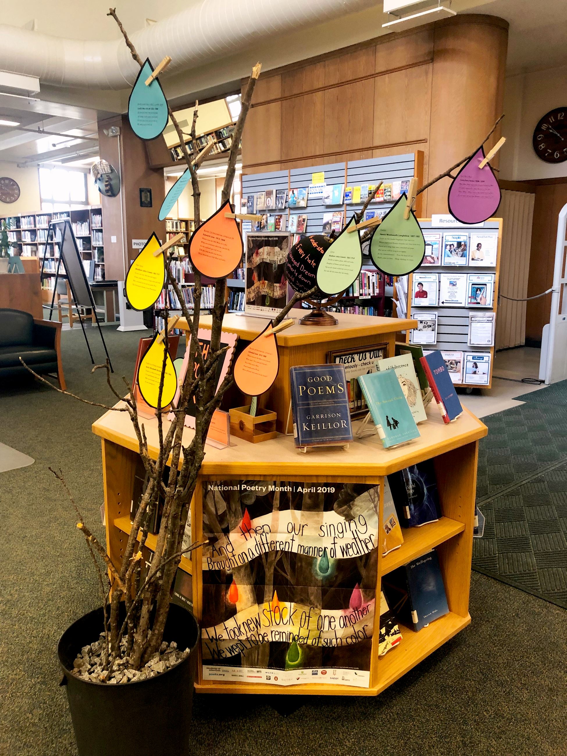 Poetry Month Display with Poet Tree